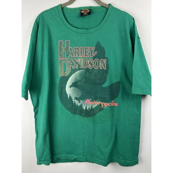 VTG 1992 Harley Davidson HOLOUBEK Graphic T Shirt XL Single Tomahawk WI Eagle